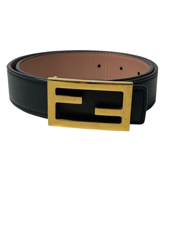 Fendi FF Leather Belt Buckle Black main image 6